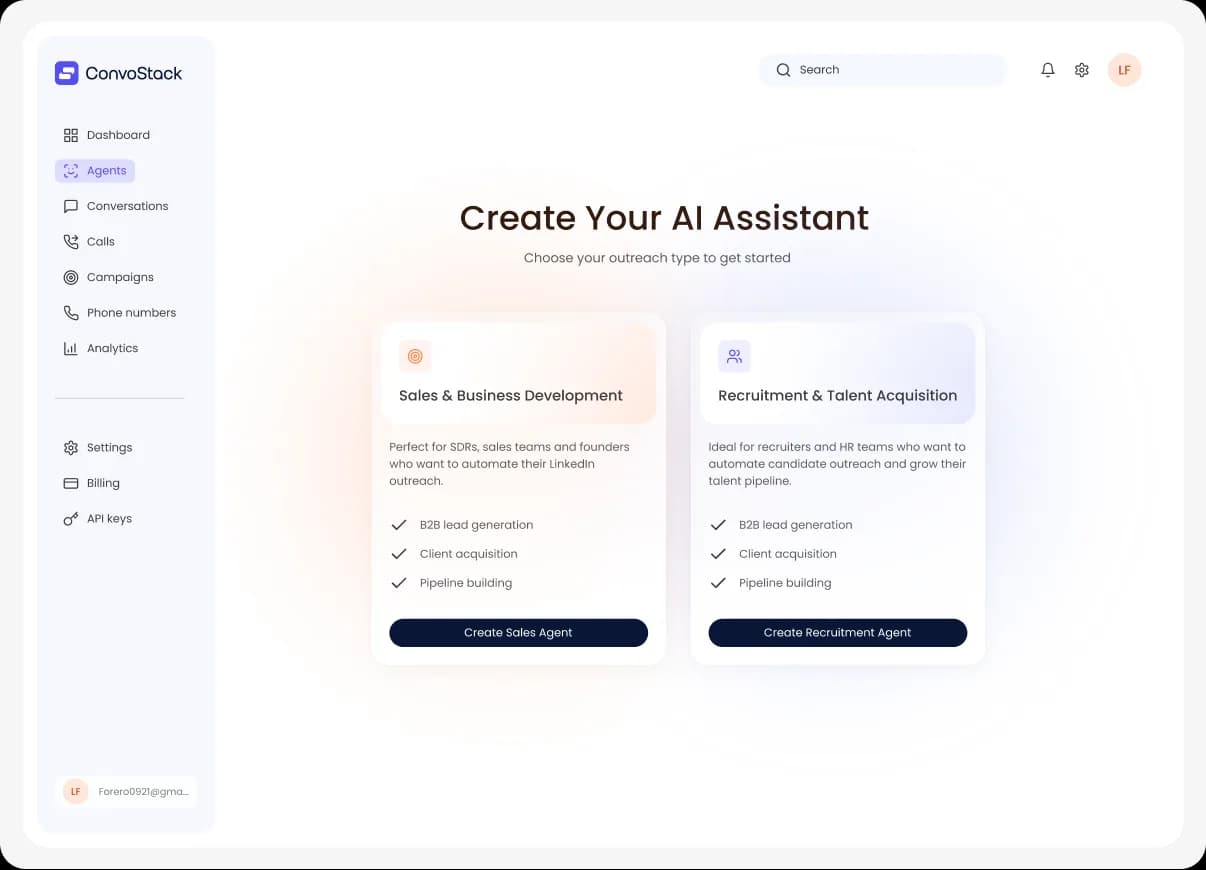 ConvoStack dashboard