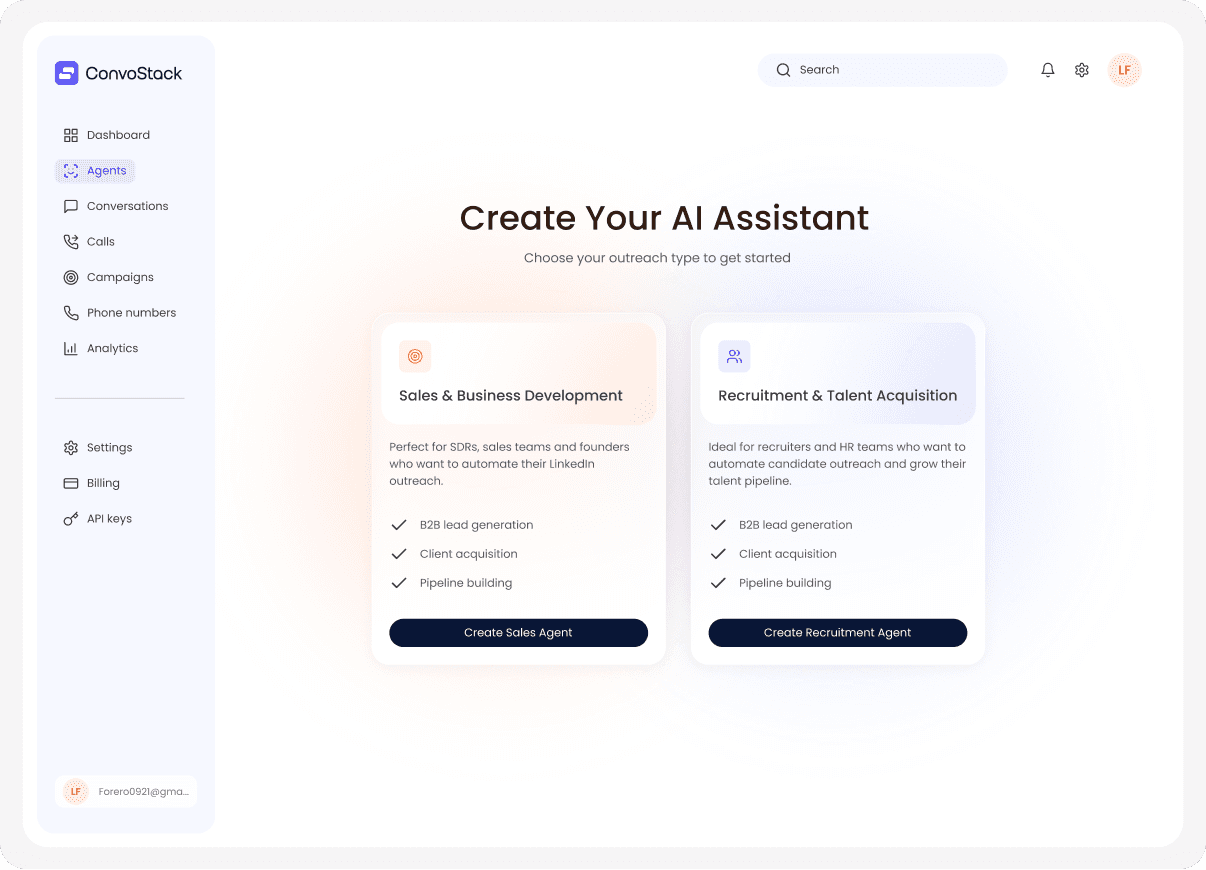 ConvoStack dashboard
